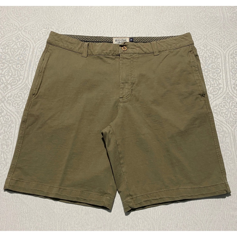 Olde School Brand Mens Chino Shorts Size 36 Olive Green Cotton Casual‎
